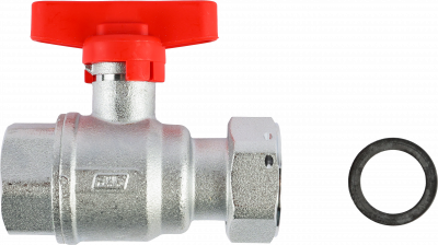 Кран шаровой FAR 3/4"-1", ВР-накидная гайка EPDM, красн. бабочка, хром